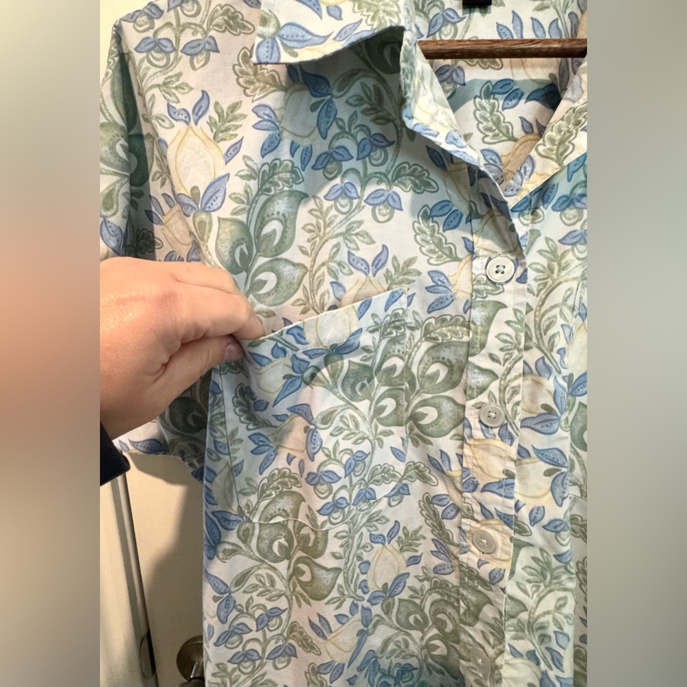 Summersalt Poolside Poplin Button-Down Shirt In Secret Garden Women’s Sz L Top - Picture 7 of 15